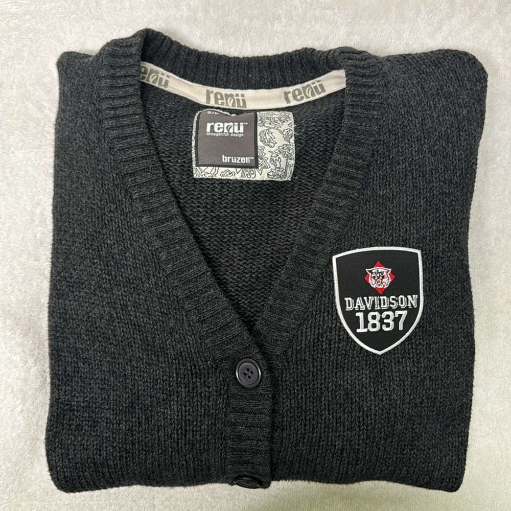Renu Davidson College Gray Cardigan Sweater Size Small